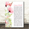 Aslan Crazy World Poppy Flower Script Song Lyric Print