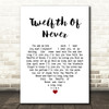 Donny Osmond Twelfth Of Never White Heart Song Lyric Quote Print