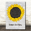 Selena Como La Flor Script Sunflower Song Lyric Print