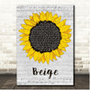 Yoke Lore Beige Script Sunflower Song Lyric Print