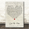 Johnny Lang Lie to Me Script Heart Song Lyric Print