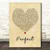 Ed Sheeran & Beyonce Perfect Vintage Heart Song Lyric Quote Print