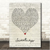 Michelle Gayle Sweetness Script Heart Song Lyric Print