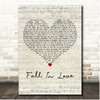 Barcelona Fall In Love Script Heart Song Lyric Print