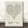 Rush Best I Can Script Heart Song Lyric Print