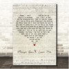 Son of Cloud Please Dont Love Me Script Heart Song Lyric Print