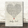 Sugarland Baby Girl Script Heart Song Lyric Print