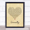 Embrace Gravity Vintage Heart Song Lyric Quote Print