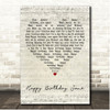 The Enemy Happy Birthday Jane Script Heart Song Lyric Print