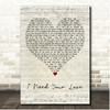 Calvin Harris I Need Your Love Script Heart Song Lyric Print