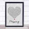 Everything But The Girl Missing Grey Heart Song Lyric Quote Print