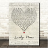 Courtney John Lucky Man Script Heart Song Lyric Print
