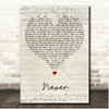 Embrace Never Script Heart Song Lyric Print