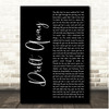 Dobie Gray Drift Away Black Script Song Lyric Print