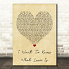 Foreigner I Want To Know What Love Is Vintage Heart Song Lyric Quote Print