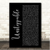 James Blunt Unstoppable Black Script Song Lyric Print