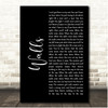 Kings Of Leon Walls Black Script Song Lyric Print