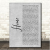 Imelda May Home Grey Rustic Script Song Lyric Print