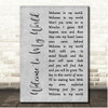 Jim Reeves Welcome To My World Grey Rustic Script Song Lyric Print