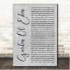 John Cafferty Garden Of Eden Grey Rustic Script Song Lyric Print