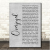 Matchbox 20 Overjoyed Grey Rustic Script Song Lyric Print