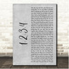 Plain White Ts 1,2,3,4 Grey Rustic Script Song Lyric Print