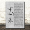 Tom Robinson War Baby Grey Rustic Script Song Lyric Print