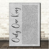 Tommee Profitt Only One King Grey Rustic Script Song Lyric Print