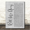 Bob Seger Roll Me Away Grey Rustic Script Song Lyric Print