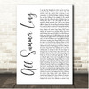 Kid Rock All Summer Long White Script Song Lyric Print