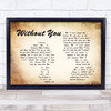 Harry Nilsson Without You Man Lady Couple Song Lyric Quote Print