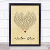 Heather Nova Winter Blue Vintage Heart Song Lyric Quote Print