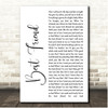 The HamilTones Best Friend White Script Song Lyric Print