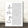 Adele Crazy For You White Script Song Lyric Print