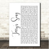 Bruce Springsteen Terry's Song White Script Song Lyric Print