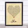 Jen foster She Vintage Heart Song Lyric Quote Print
