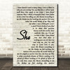 Jen foster She Vintage Script Song Lyric Quote Print