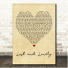 Aaron Lewis Lost and Lonely Vintage Heart Song Lyric Print