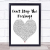 Justin Timberlake Can't Stop The Feeling! White Heart Song Lyric Quote Print