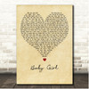 Sugarland Baby Girl Vintage Heart Song Lyric Print