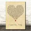 Bing Crosby I Love You Truly Vintage Heart Song Lyric Print