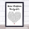 Katie Melua Nine Million Bicycles White Heart Song Lyric Quote Print