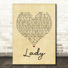 Kenny Rogers Lady Vintage Heart Song Lyric Quote Print