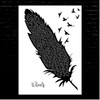 Foo Fighters Wheels Black & White Feather & Birds Song Lyric Print