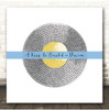 A Kiss to Build a Dream On Louis Armstrong Grey Yellow Blue Square Vinyl Record Song Lyric Print