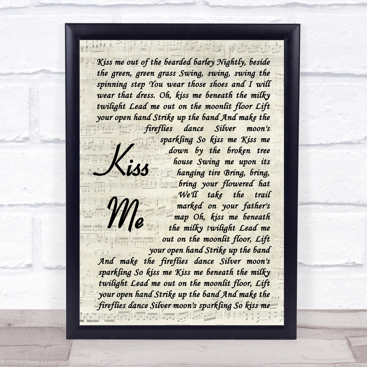 Sixpence None The Richer Kiss Me Vintage Script Song Lyric Quote Print Songlyricprints Co Uk