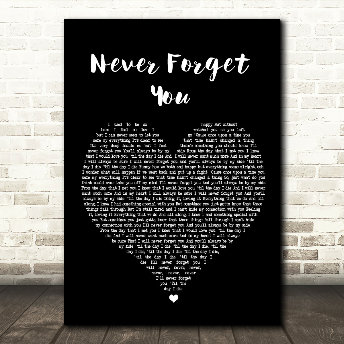 Zara Larsson Never Forget You Black Heart Song Lyric Framed Print Songlyricprints Co Uk