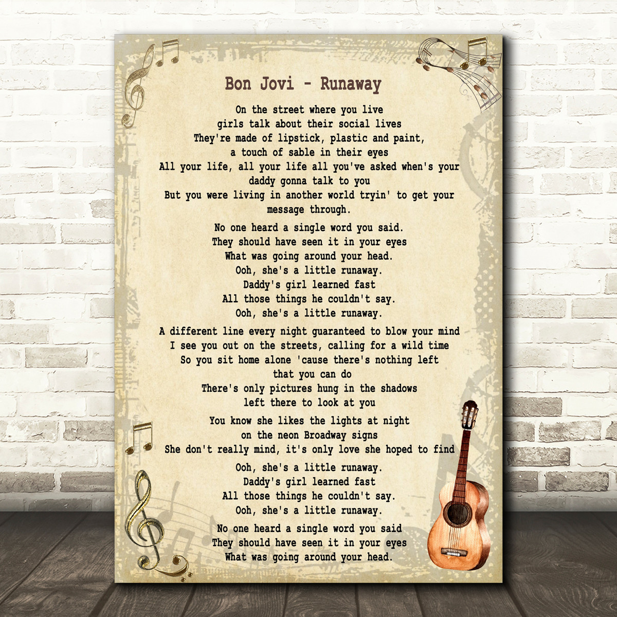 Bon Jovi Runaway Song Lyric Quote Print Songlyricprints Co Uk