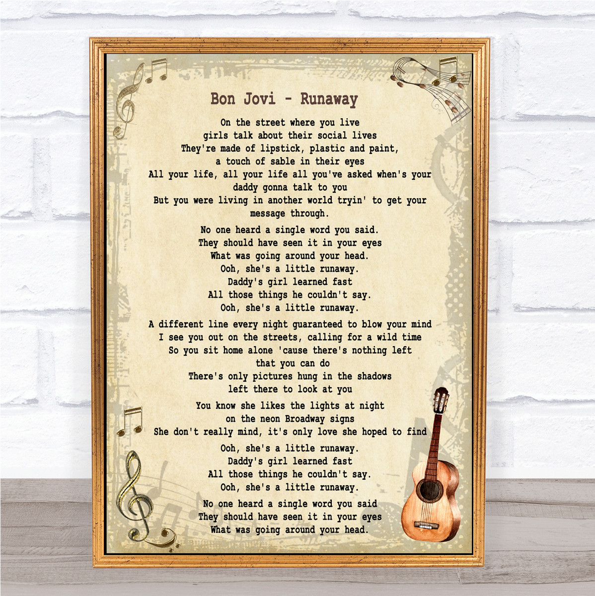 Bon Jovi Runaway Song Lyric Quote Print Songlyricprints Co Uk