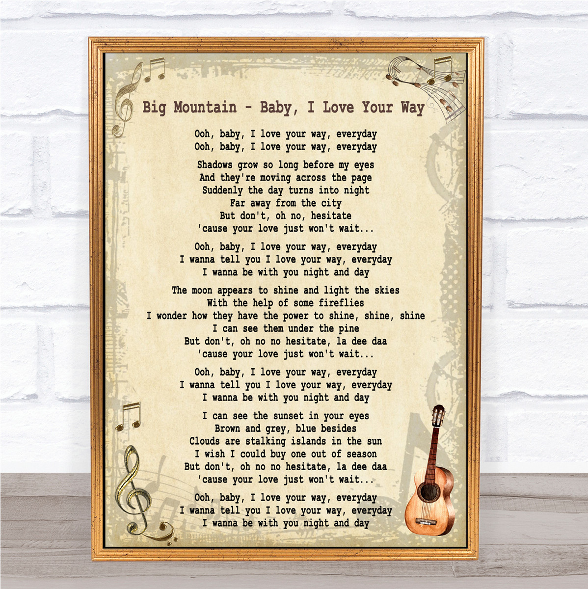 Big Mountain Baby I Love Your Way Song Lyric Quote Print Songlyricprints Co Uk Big Mountain Baby I Love Your Way Song Lyric Quote Print Songlyricprints Co Uk